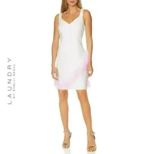 NWT Stunning Laundry by Shelli Segal Feather Trim Cocktail Party Mini Dress