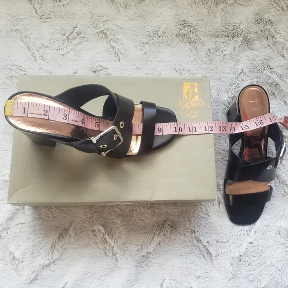 NWT Ted Baker London Black &quot;Peataa&quot; Open Toe Mule Heel Sandals, EU 40 (US 9.5)
