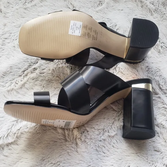 NWT Ted Baker London Black &quot;Peataa&quot; Open Toe Mule Heel Sandals, EU 40 (US 9.5)
