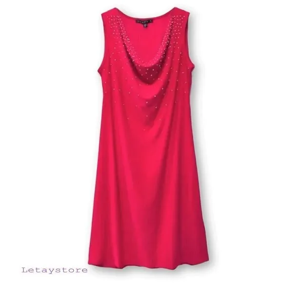 NWT Tiana B Beaded Bead Embellished Draped Cowl Neck Party Mini Dress