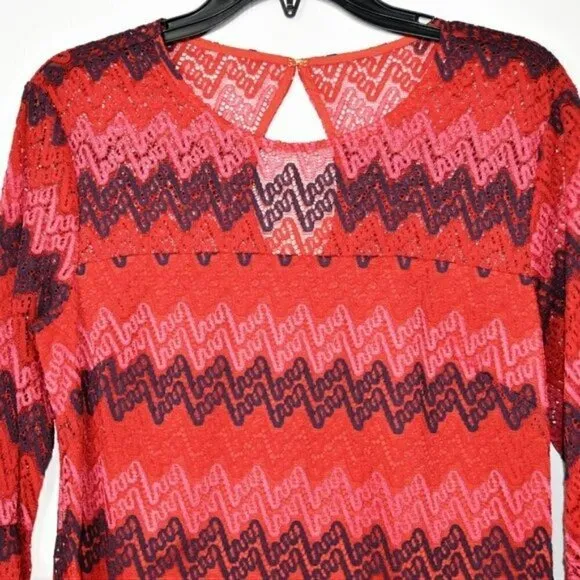 NWT TRINA TRINA TURK Lovey Bell Sleeves Chevron Print Party Mini Dress