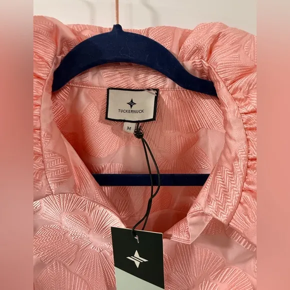 NWT Tuckernuck Bellini Fil Coupé Palmerston Dress M Pink Ruffle Mini Retail $228