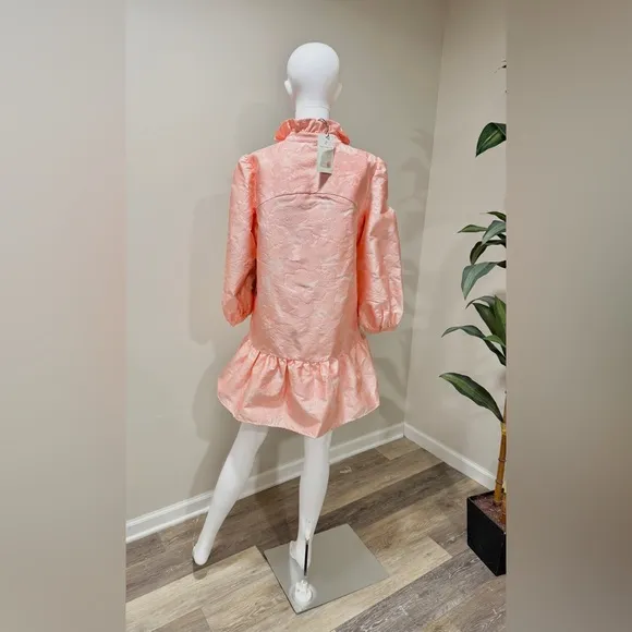 NWT Tuckernuck Bellini Fil Coupé Palmerston Dress M Pink Ruffle Mini Retail $228