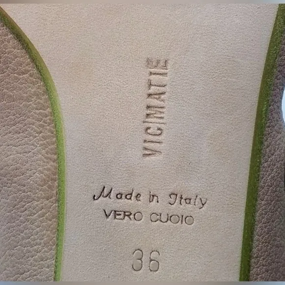 NWT Vic Matie tan with green heels and laces women’s shoe size 6