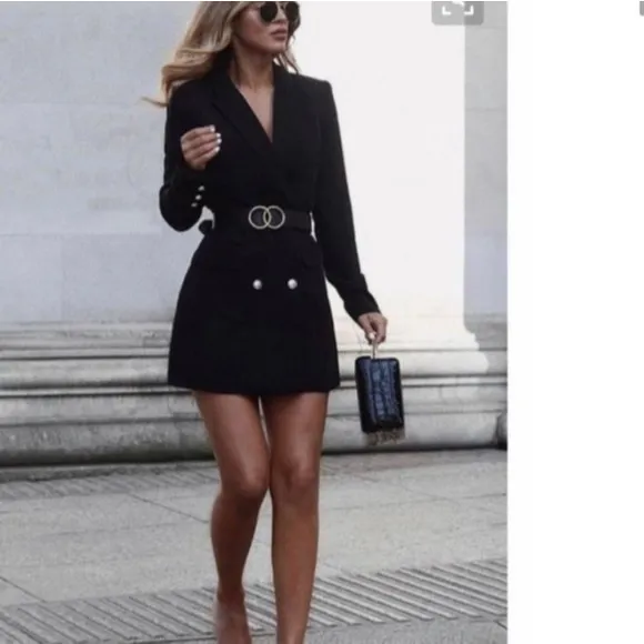 NWT * Zara Double Breasted Long Blazer Jacket