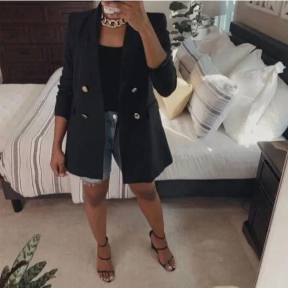 NWT * Zara Double Breasted Long Blazer Jacket