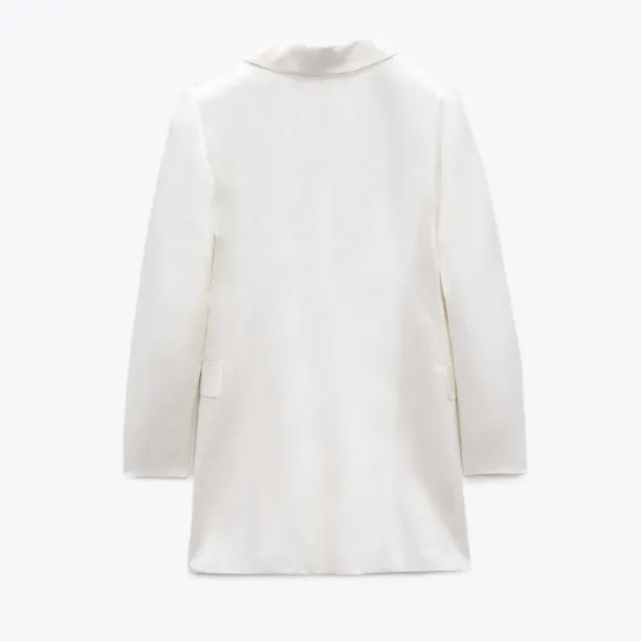 NWT * Zara White Satin Effect Blazer