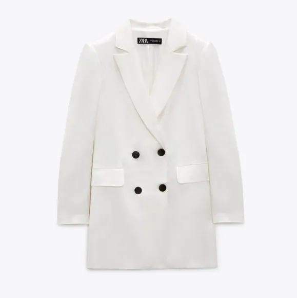 NWT * Zara White Satin Effect Blazer