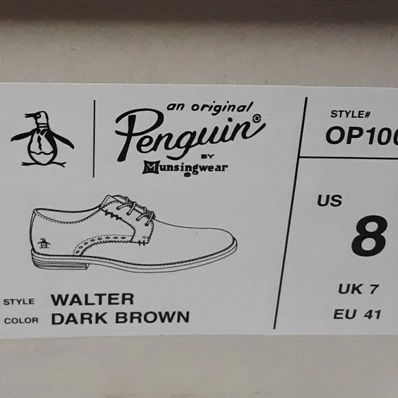 Original Penguin Walters Men's US Size 8M Oxford Brown Dress Leather Shoes
