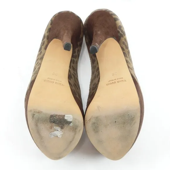 Other Ovye Leopard Leather Brown Women's Pumps Leather Shoes