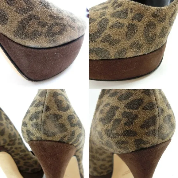 Other Ovye Leopard Leather Brown Women's Pumps Leather Shoes