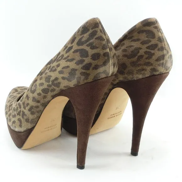 Other Ovye Leopard Leather Brown Women's Pumps Leather Shoes