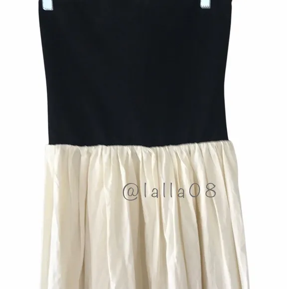 Paper Heart Anthropologie Strapless Black and Cream Maxi Dress