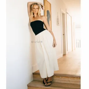 Paper Heart Anthropologie Strapless Black and Cream Maxi Dress
