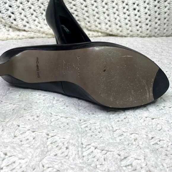 Paul Green Black Real Leather Pumps Heels, Women's Shoes, Size‎ 7.5
