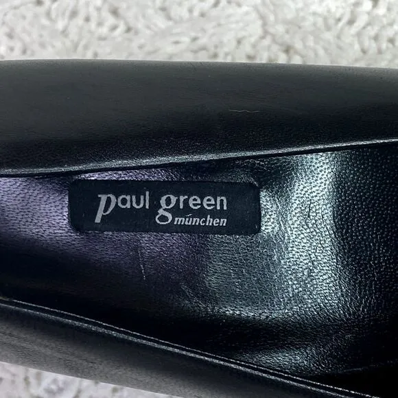 Paul Green Black Real Leather Pumps Heels, Women's Shoes, Size‎ 7.5