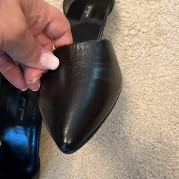 Paul Green NWOT Black Julia Leather Kitten Low Heel Pumps Shoes Pointed Toe