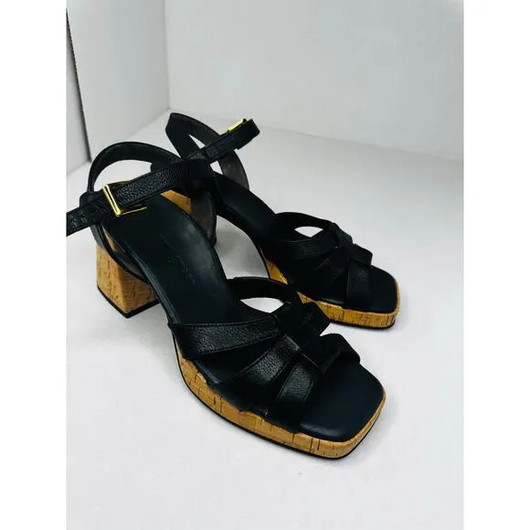 Paul Green Tina Classic Black retro Fisherman heeled sandal  size 7.5UK / US 10