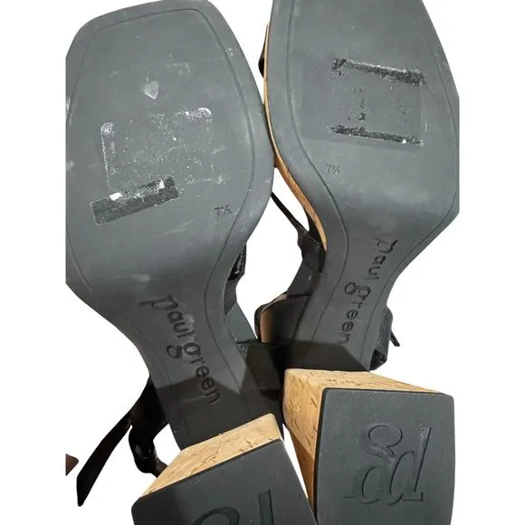 Paul Green Tina Classic Black retro Fisherman heeled sandal  size 7.5UK / US 10