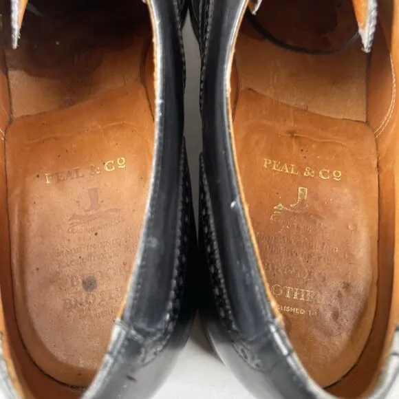 Peal &amp; Co Brooks Brothers Men’s UK9 US10 Black Leather Oxford Wingtip Dress Shoe