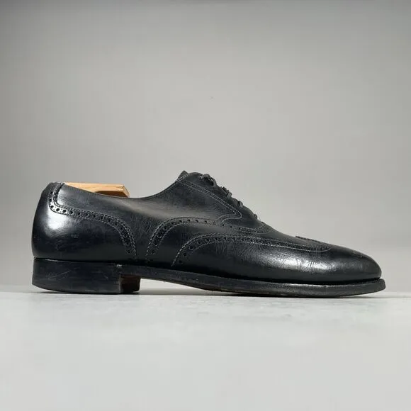 Peal &amp; Co Brooks Brothers Men’s UK9 US10 Black Leather Oxford Wingtip Dress Shoe
