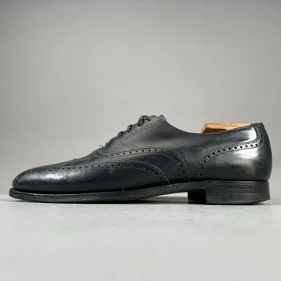Peal &amp; Co Brooks Brothers Men’s UK9 US10 Black Leather Oxford Wingtip Dress Shoe