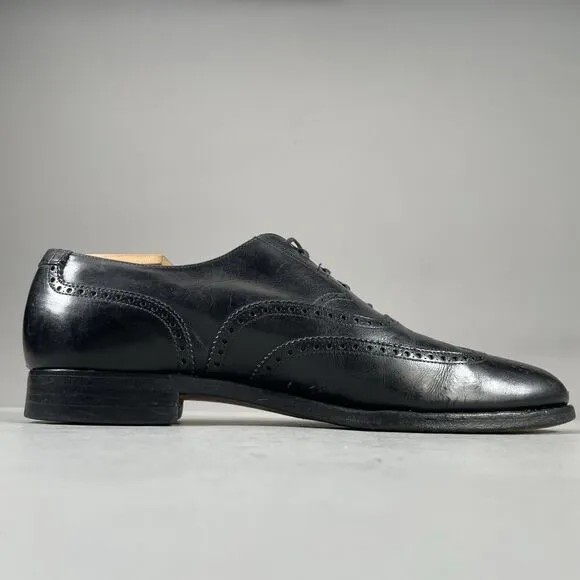 Peal &amp; Co Brooks Brothers Men’s UK9 US10 Black Leather Oxford Wingtip Dress Shoe