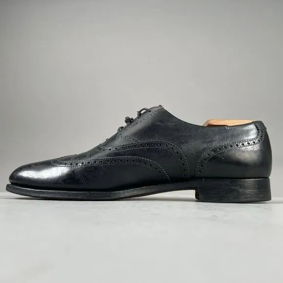 Peal &amp; Co Brooks Brothers Men’s UK9 US10 Black Leather Oxford Wingtip Dress Shoe
