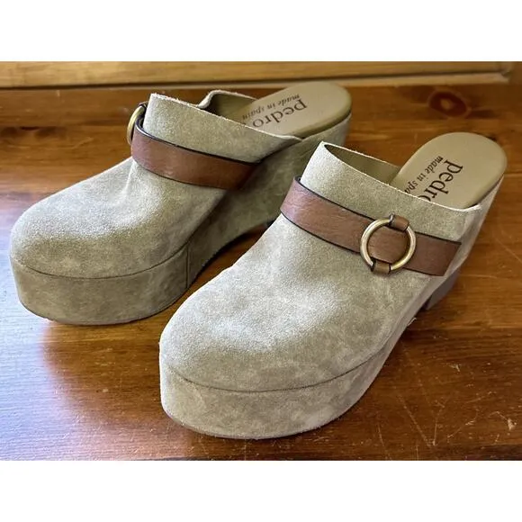 Pedro Garcia NEW 10 EU 40 Didi Wedge Platform Slide Clog Suede Leather Spain Y2K