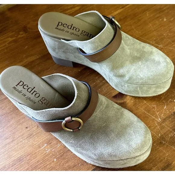 Pedro Garcia NEW 10 EU 40 Didi Wedge Platform Slide Clog Suede Leather Spain Y2K