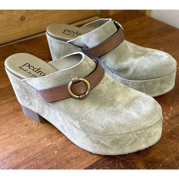 Pedro Garcia NEW 10 EU 40 Didi Wedge Platform Slide Clog Suede Leather Spain Y2K