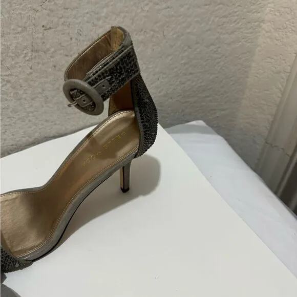 Pella Moda Evening Sandals 8.5 M heels gray jeweled
