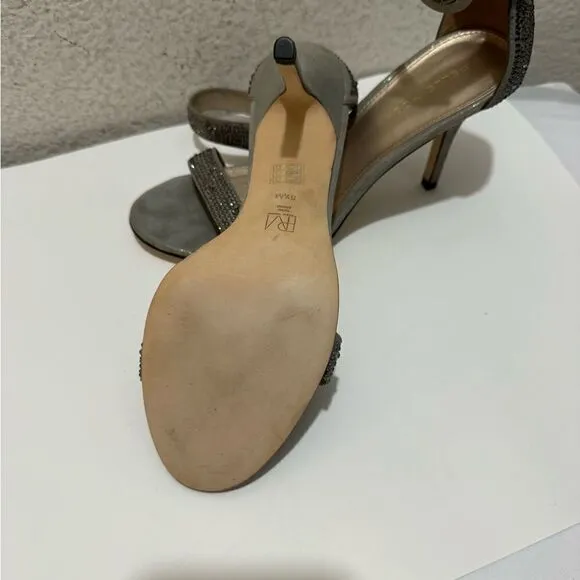 Pella Moda Evening Sandals 8.5 M heels gray jeweled