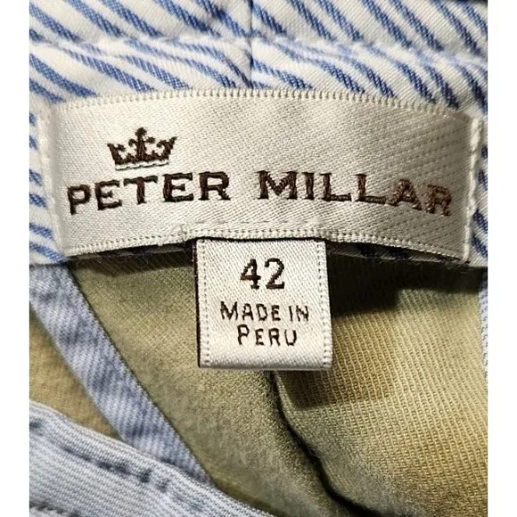 Peter Millar Shorts 3 Pair Mens 42 Beige Khaki Flat Front Chino Golf Casual