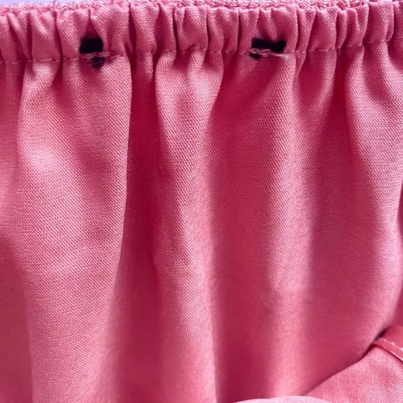 Pink Old Hollywood Glam Pleated Maxi Dress Gown Vintage OffShoulder Medium Large