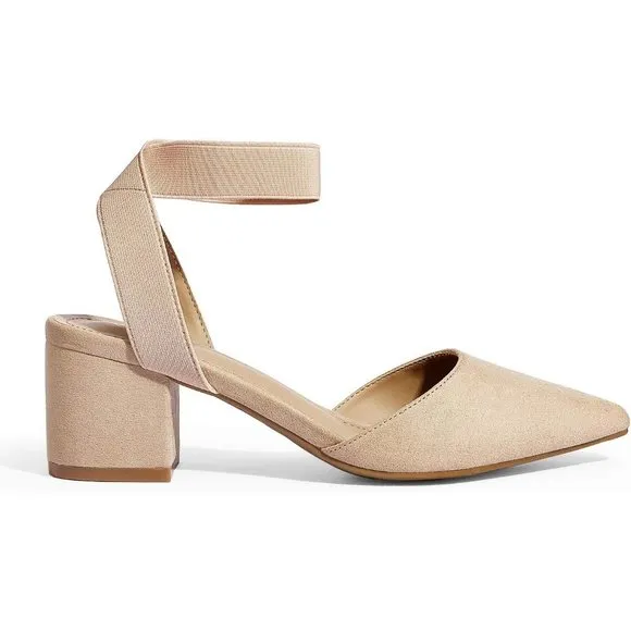 Pointed Toe Low Chunky Heels Pump Shoes anti-slip outsole Adjustable Buckle
