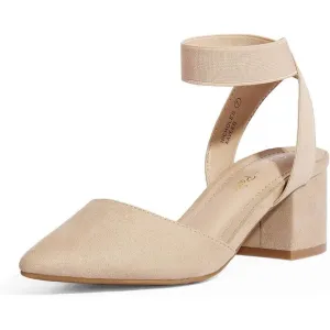 Pointed Toe Low Chunky Heels Pump Shoes anti-slip outsole Adjustable Buckle