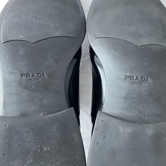 PRADA Black Leather Cap Toe Lace Up Oxford Dress Shoes Men’s Size UK 11 / US 12
