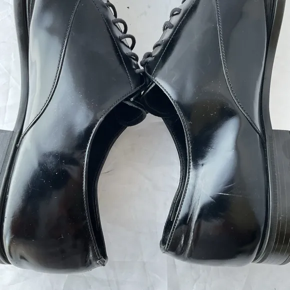 PRADA Black Leather Cap Toe Lace Up Oxford Dress Shoes Men’s Size UK 11 / US 12