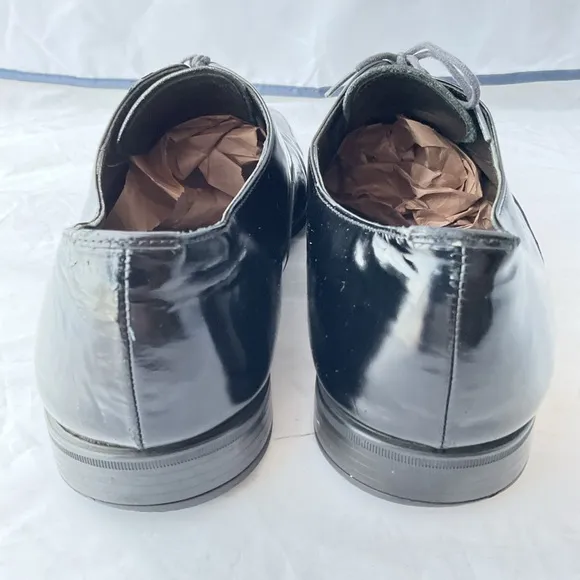 PRADA Black Leather Cap Toe Lace Up Oxford Dress Shoes Men’s Size UK 11 / US 12