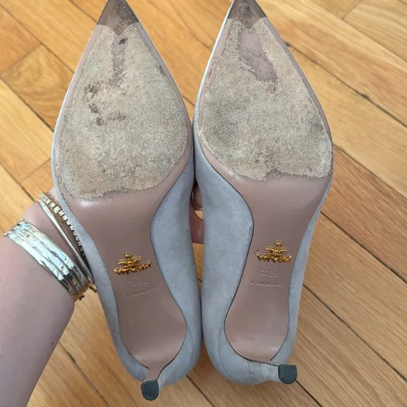 Prada Gray Suede Pointed Toe Pumps