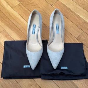 Prada Gray Suede Pointed Toe Pumps
