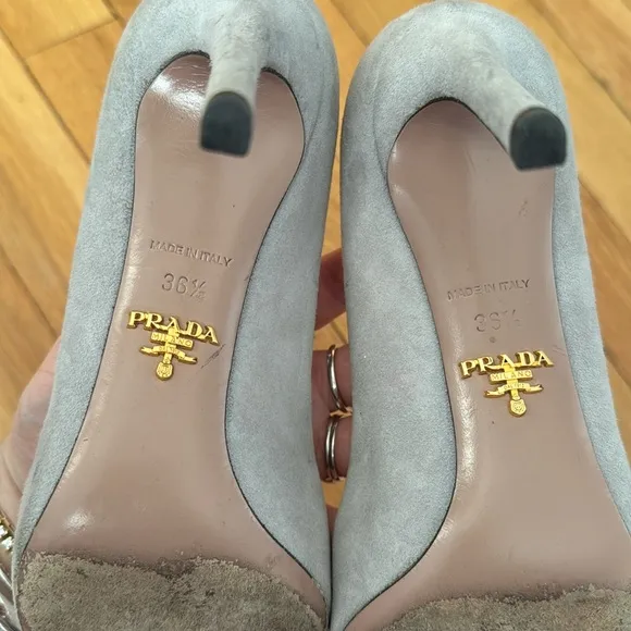 Prada Gray Suede Pointed Toe Pumps