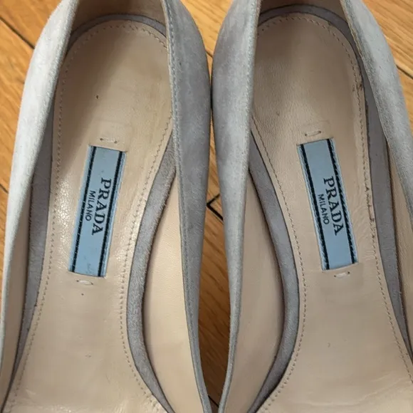 Prada Gray Suede Pointed Toe Pumps