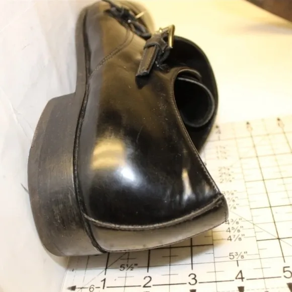 Prada Mens US 12 UK 11 Polished Black Leather Double Monk Strap Italy Made Shoes