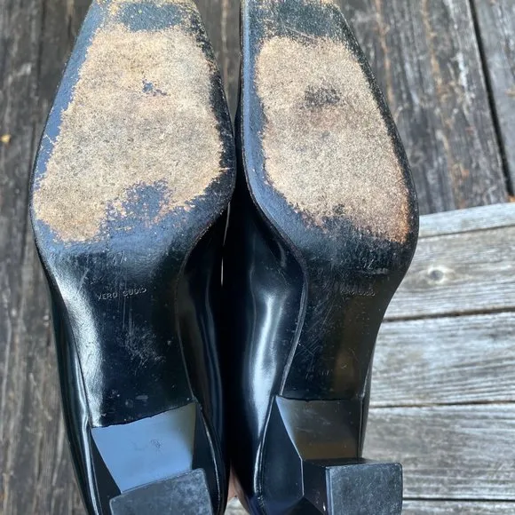 Prada Vintage 1990s Square Toe Leather Pumps