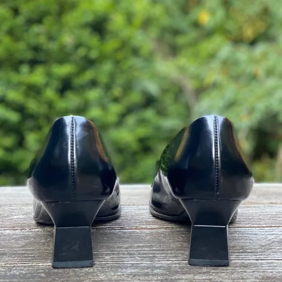 Prada Vintage 1990s Square Toe Leather Pumps