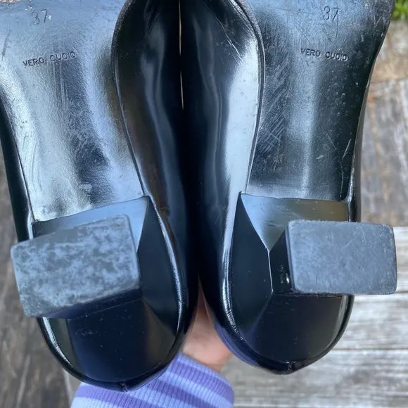 Prada Vintage 1990s Square Toe Leather Pumps
