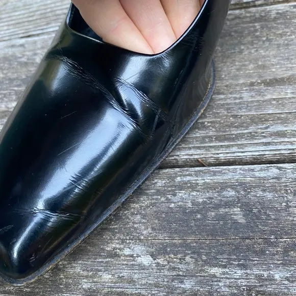 Prada Vintage 1990s Square Toe Leather Pumps