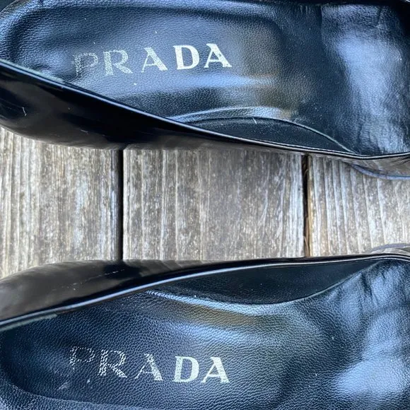Prada Vintage 1990s Square Toe Leather Pumps